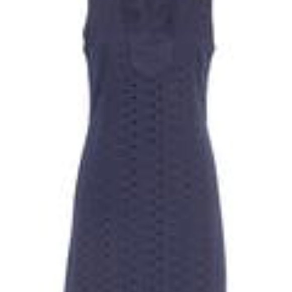 Eliza J Mandarin Collar Lace Shift Dress in Navy - Picture 4 of 9